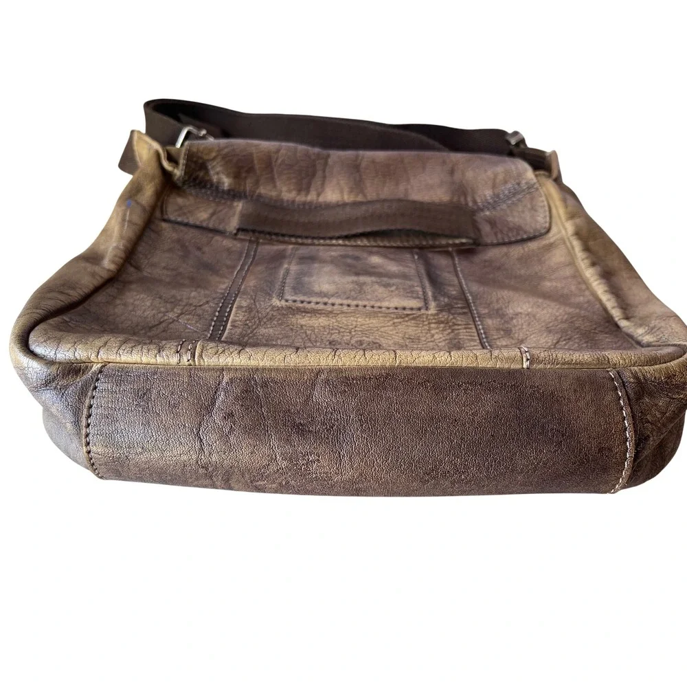 Vintage Diesel Brown Leather Messenger Crossbody Bag Y2K Grunge
